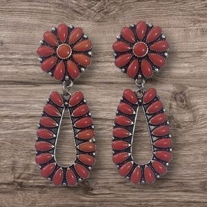 Red Squash Blossom Earrings New